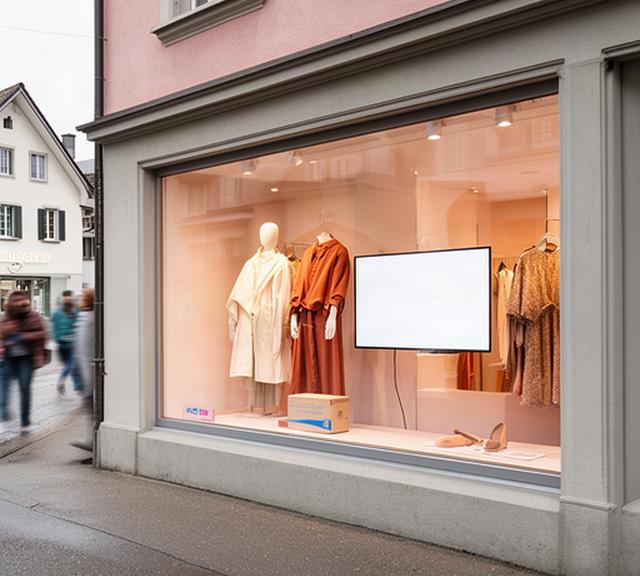 Schaufenster eines Wohler Modegeschäfts mit lokaler Lieferung und sichtbarem Google-Unternehmensprofil